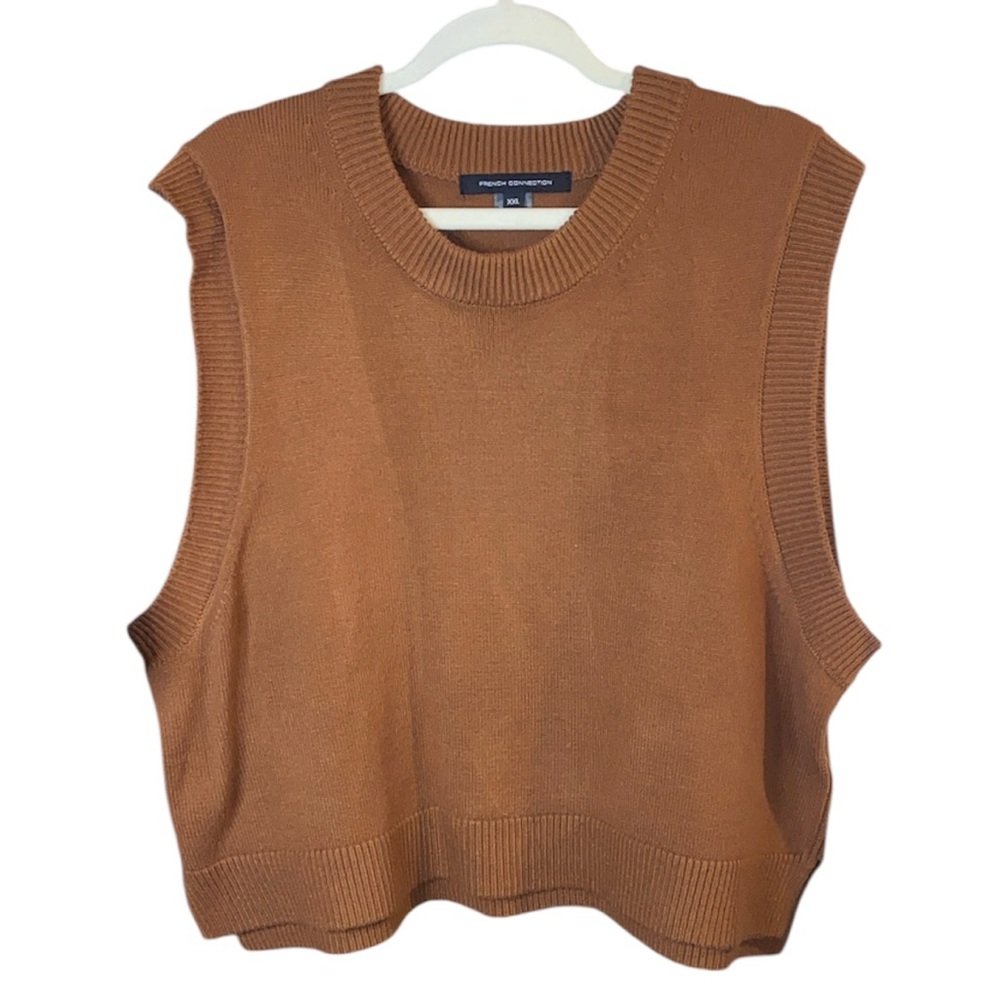 French Connection Brown Knit Sweater Vest, Size XXL